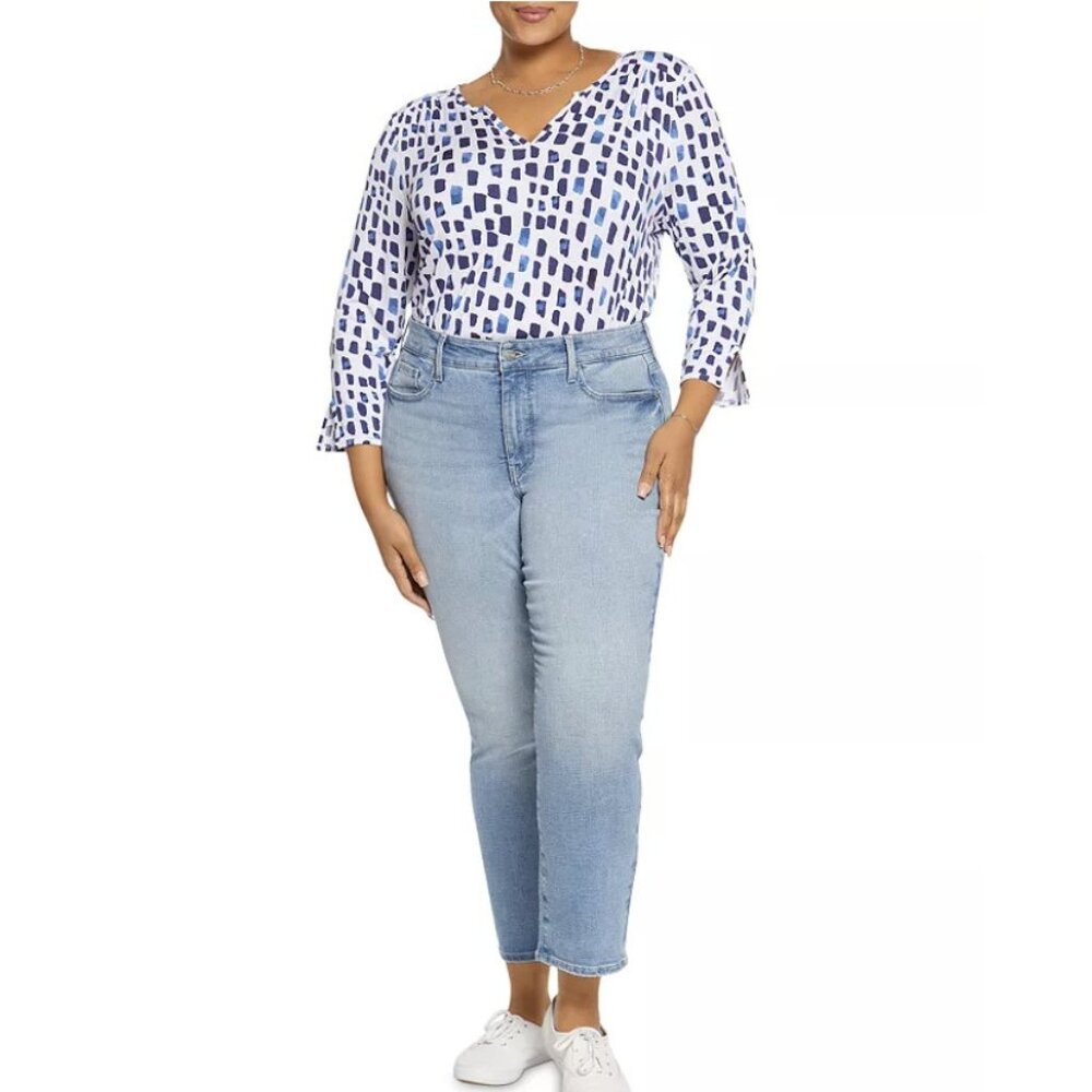 NYDJ Plus Marilyn High Rise Straight Ankle Jeans in Easley ( 20W )